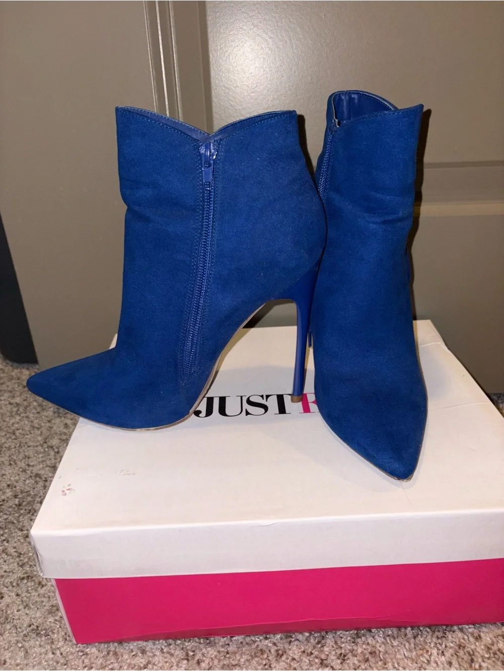JustFab Royal Blue Pointed Toe Stiletto Ankle Boots